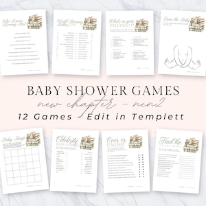 A New Chapter Begins Neutral Baby Shower Game Bundle, Baby Shower Games Bundle, Baby Shower Decorations, Baby Shower Games, Printable, ncn2
