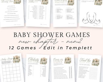 A New Chapter Begins Neutral Baby Shower Game Bundle, Baby Shower Games Bundle, Baby Shower Decorations, Baby Shower Games, Printable, ncn2