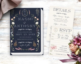 Literary Wedding Invitation Set | Library Wedding Invitation | Fairytale Wedding Invitation | Instant Download | Customize And Print | Canva