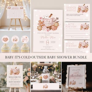 Baby Its Cold Outside Baby Shower Bundle, Girls, Baby Shower Decor, Baby Shower Games, Editable Invitation, Hot Chocolate Baby Shower, Canva