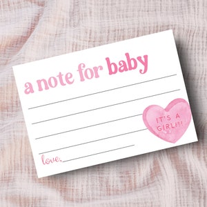 Little Sweetheart Baby Shower Notiz für Baby, Baby Shower Vorlage, bearbeitbar in Canva, Pastell Baby Shower, Herz Candy, printable