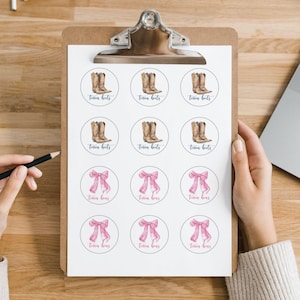 Boots Or Bows Gender Reveal Sticker - Printable Template - Editable Boots or Bows Stickers - Western Baby Shower Decor - Templett-  bobgr1