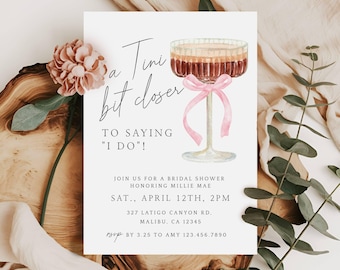 A Tini Bit Closer Bridal Shower Invite - Printable Editable Template, Espresso Martini, Bridal Shower Invite, Edit in Templett, 083