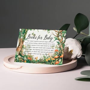 Livres enchantés de baby shower pour carte de bébé, modèle de forêt de baby shower, modifiable dans Templett, baby shower neutre, douche magique, modèle
