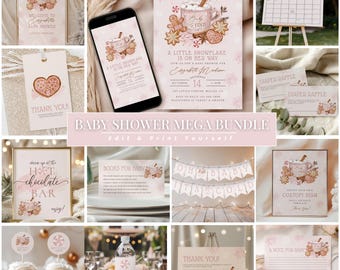Baby Its Cold Outside Baby Shower Bundle, Girls, Baby Shower Decor, Baby Shower Games, Editable Invitation, Hot Chocolate Baby Shower, 035