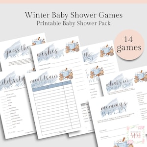 Baby Its Cold Outside Shower Games for Boys | Baby Shower Game Bundle | Printable Baby Shower Games | Hot Chocolate Baby Shower, HCP2, Blue