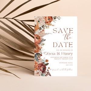 Terrakotta Save the Date, Terrakotta Save the Dates, Boho Save the Date Karten | Minimalistische Hochzeit Save The Dates | Bearbeitbare Vorlage