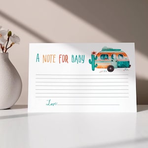 Kleine camper babyshower notitie voor baby, sjabloon babyshower, bewerkbaar in Templett, camping babyshower, jongensdouche, afdrukbaar, DIY decor