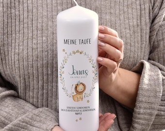 Personalized lion christening candle (25 cm x 7.8 cm)