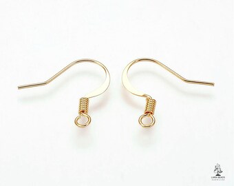 Earring Hooks 14K Gold Plated Hypoallergenic Ear Wires for Jewelry Making (200 PCS Earring Hooks+200 PCS Earring Backs)