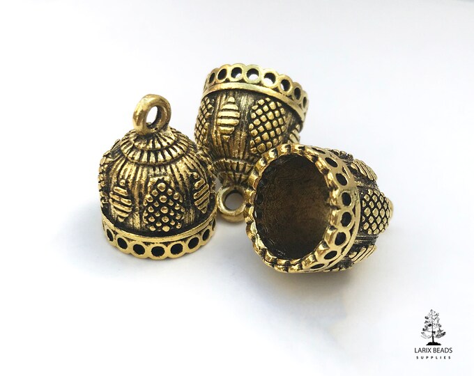 Golden End Caps for Jewelry Large Tassel Caps Cord End Caps Etsy