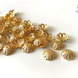 Platinum Gold Plated Brass Flower Bead Caps – 5x1.5mm, Scalloped – 100 Pieces, Fit 6-8mm Beads