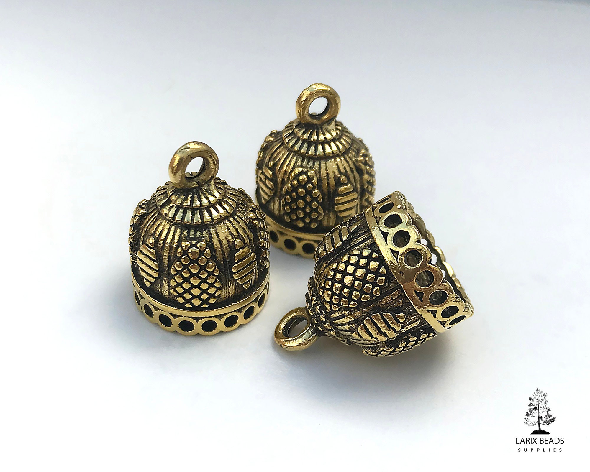 Golden End Caps for Jewelry Large Tassel Caps Cord End Caps Etsy