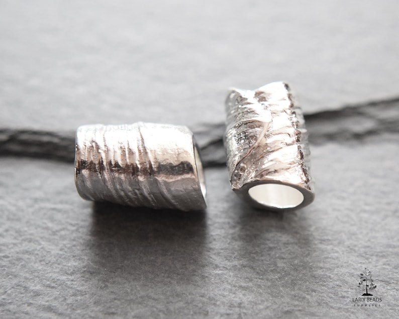 Nunn Design Beads Antique Silver Finish Sterling Silver Plated Tube Beads 2 beads ND-04 12mm