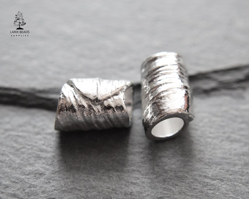 Nunn Design Beads Antique Silver Finish Sterling Silver Plated Tube Beads 2 beads ND-04 12mm