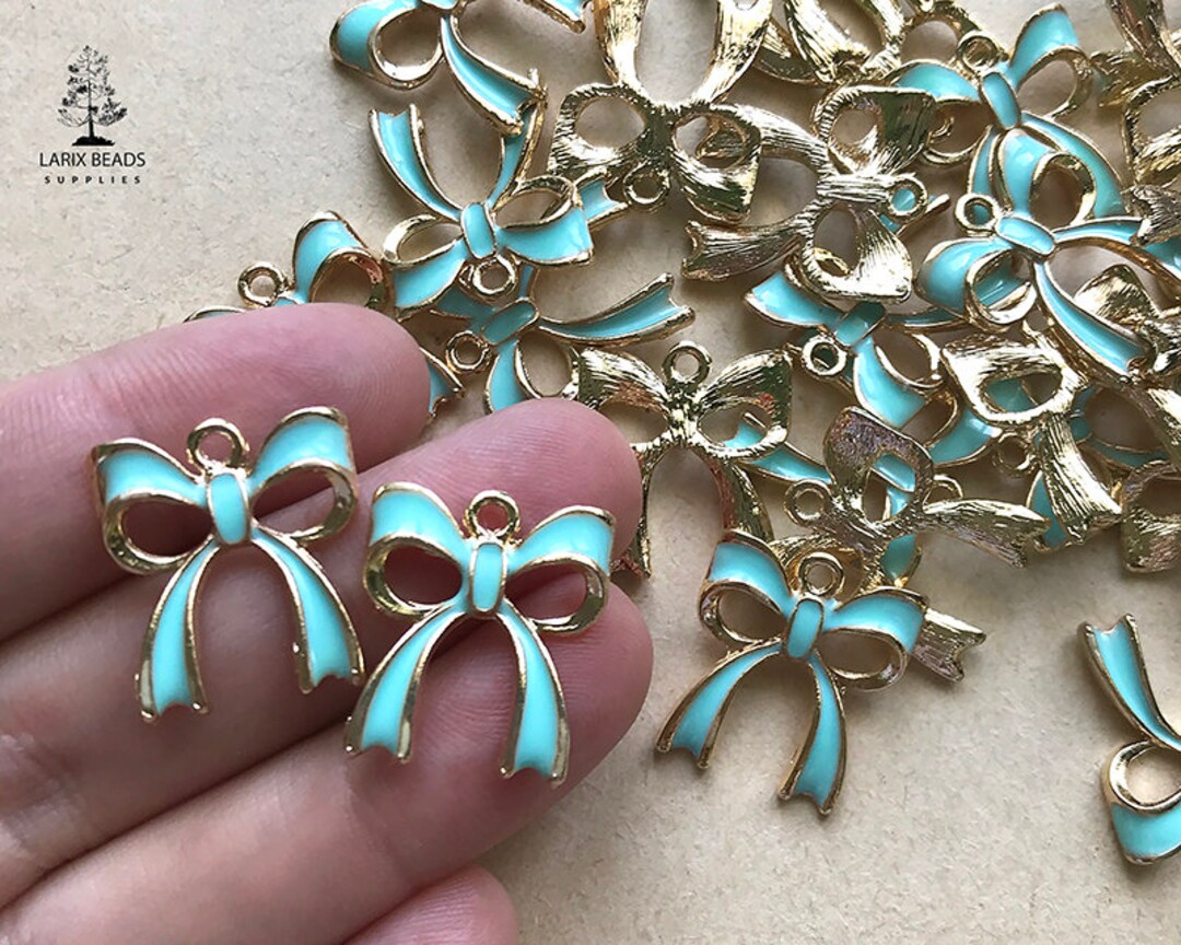 Hair Bow Charms Blue Bow Pendant Small Hair Bow Charm Kids Etsy UK