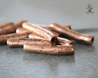 2 Copper Plated Tube Beads, Antique Copper Tubes by Nunn Design, 27mm (ND-52)
