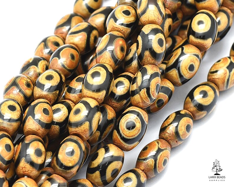 Ethnic Beads Small Barrel Dzi Beads Replica Dzi Beads Tibetan Agate Beads 20 Oval Dzi Agate Beads Rice Dzi Beads Tribal Beads ST-63