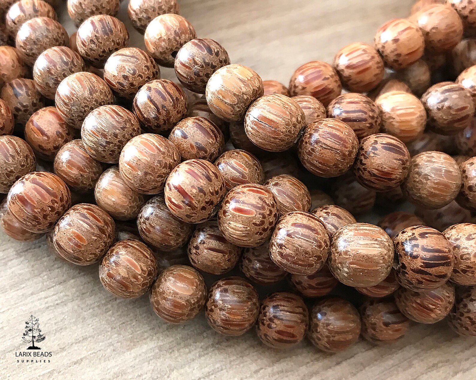 8mm Palmwood Beads Brown Wooden Beads Natural Wood Beads Etsy