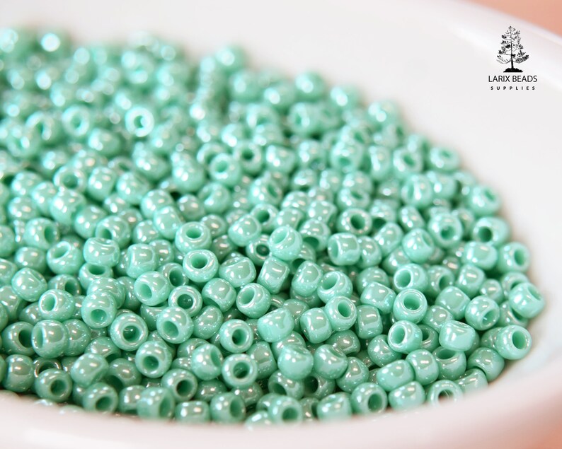 10g Toho 132 80 Round Opaque Lustered Turquoise Toho CS-17 Small Glass Seed Beads Japanese Seed Beads