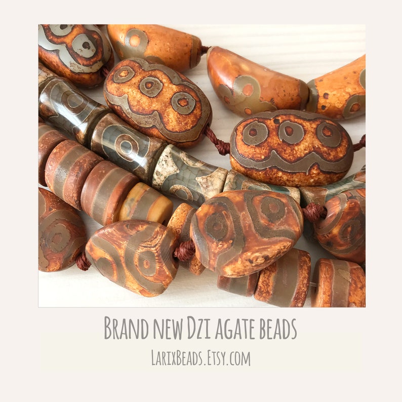 Ethnic Beads Small Barrel Dzi Beads Replica Dzi Beads Tibetan Agate Beads 20 Oval Dzi Agate Beads Rice Dzi Beads Tribal Beads ST-63