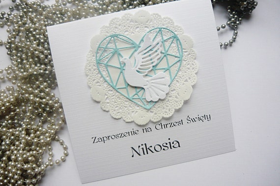 Nowoczesne Zaproszenia Na Chrzest święty Etsy