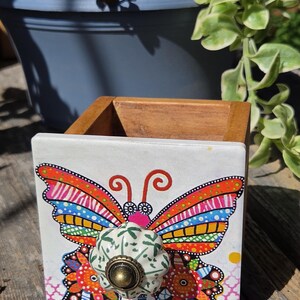 Decorative ceramic & wood tile box.
