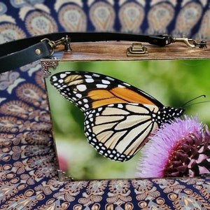 Handmade vintage style wooden box purse