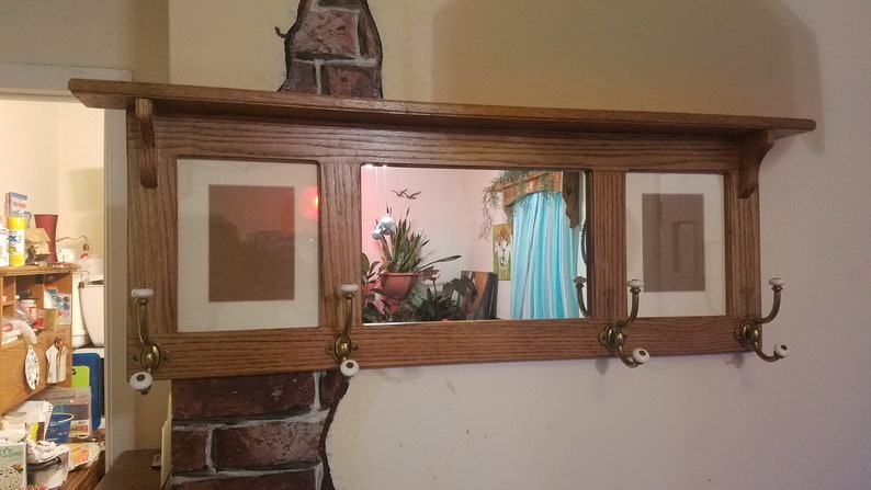 Photo And Or Mirror Coat Rack With Shelf