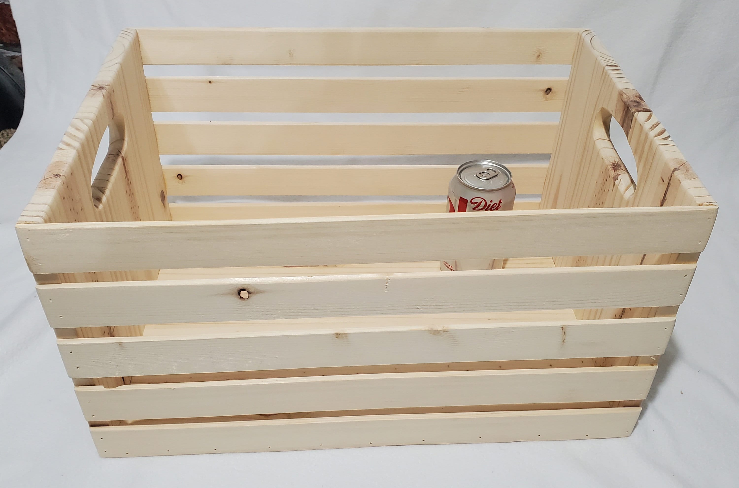 Wood Slat Crate With Handles Etsy
