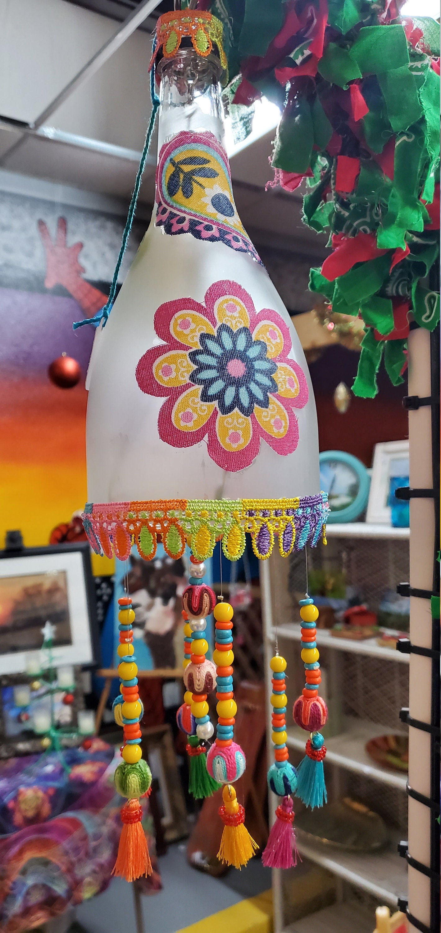 Hanging bottle Shabby Chic hippie indoor decoration