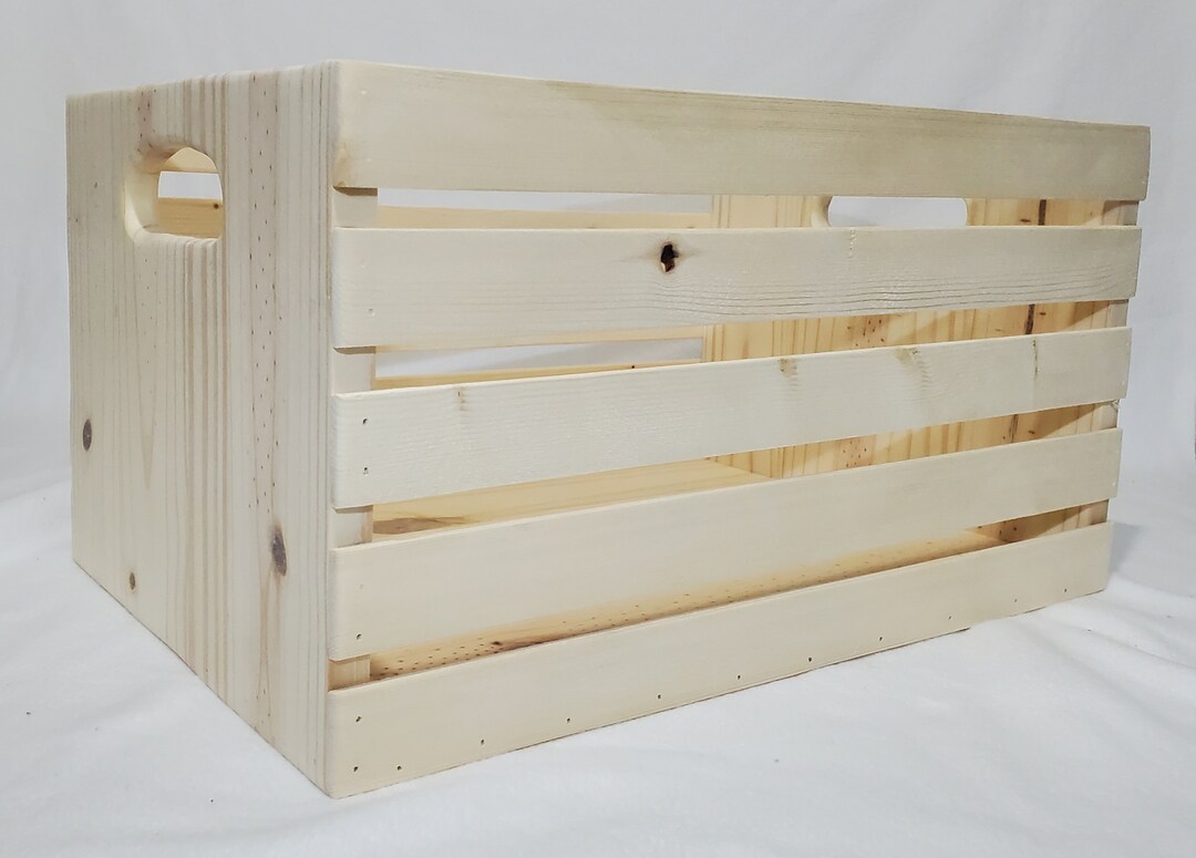 Wood Slat Crate With Handles Etsy