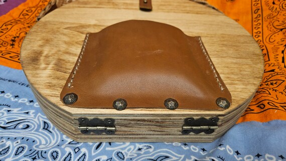 Petit Sac à Main Rond Ancien En Bois - Fait Main - Occasion - Taille Small