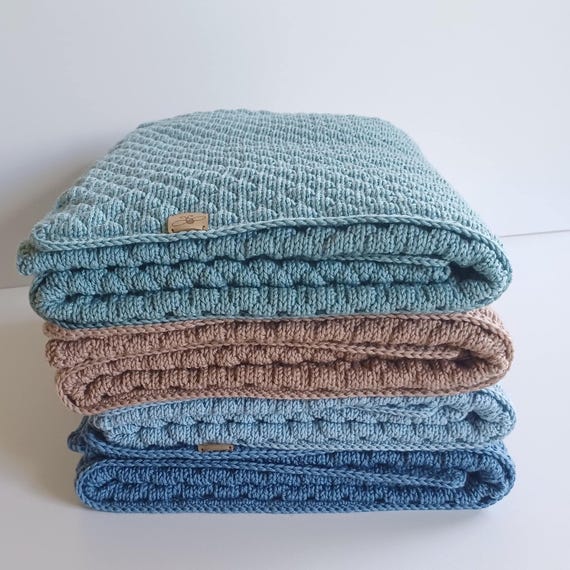 Handgemachte Babydecken aus Merinowolle kuschelig weich Geschenk  Geburt Langlebig Seemannsmuster viele Farben Personalisiert Mulesingfrei