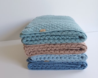 Handgemachte Babydecken aus Merinowolle kuschelig weich Geschenk  Geburt Langlebig Seemannsmuster viele Farben Personalisiert Mulesingfrei