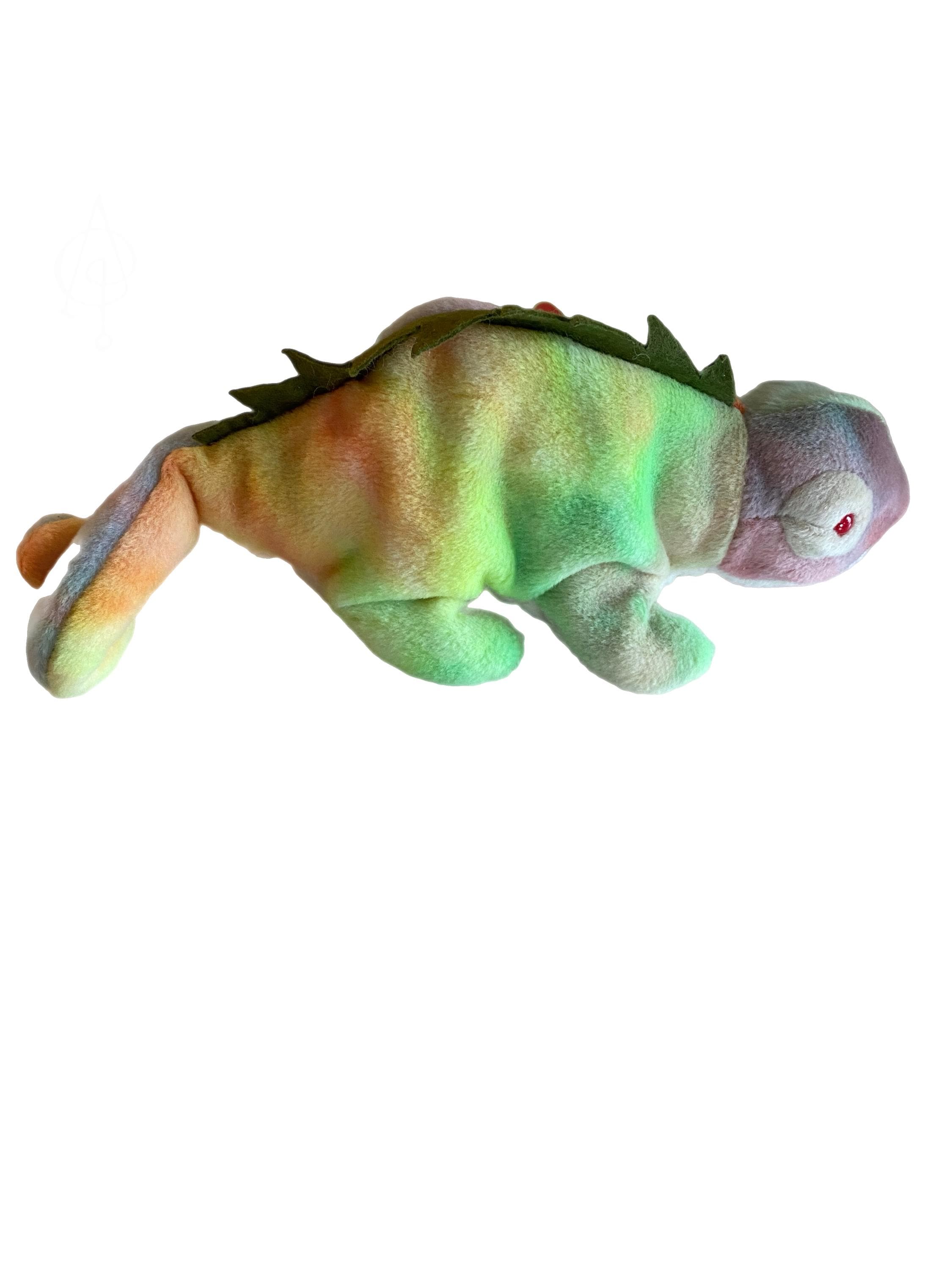 Vintage '90s Rainbow Tie Dye Iggy Beanie Baby - First Gen Edition | Ultra-Rare, Mint Condition Collectible with Unique Production Errors