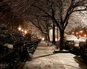 A Snowy Winter Night in Brooklyn, New York | Fine Art Photography Prints or Framed | Cityscape