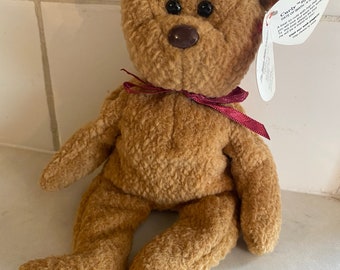 Rare 1990s Curly Beanie Baby - Limited Edition with Production Errors | Vintage Collectible TY Plush | Pristine Deadstock Condition