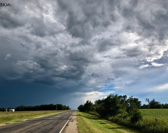 Thunderstorm, Rural Road in Kansas - Fine Art Photography | Print or Framed