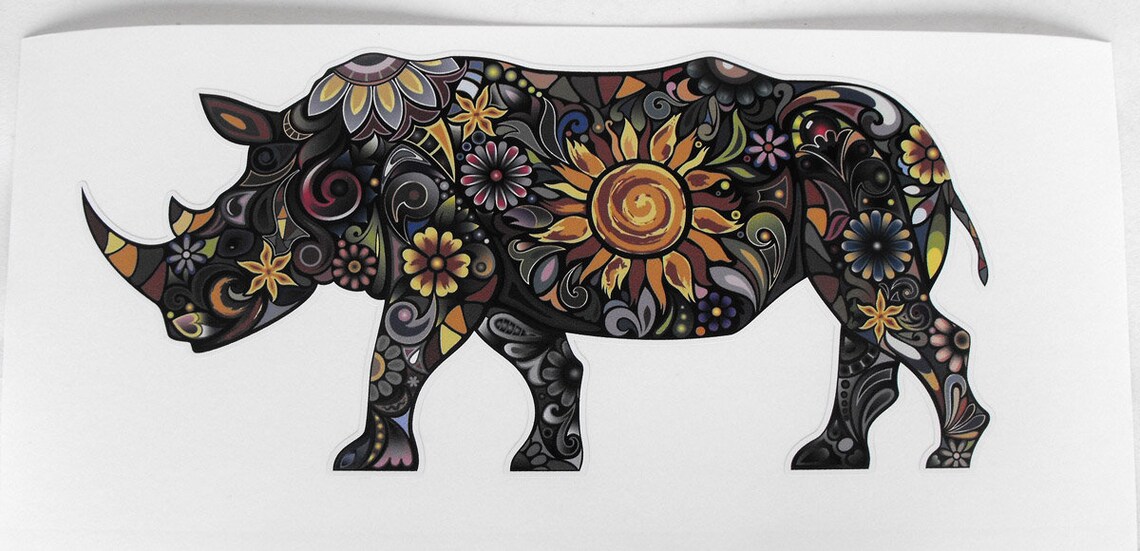 Colorfull Rhino Patch IronOn 3 inch Flock material NEW Easy Etsy
