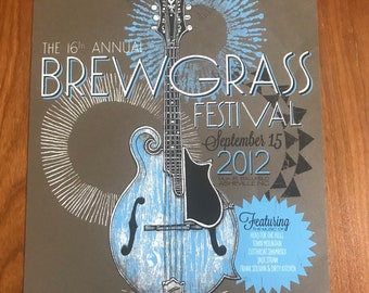 Brewgrass Beer event poster Silk Screened