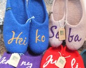 Felt slippers personalised with name and non-slip sole