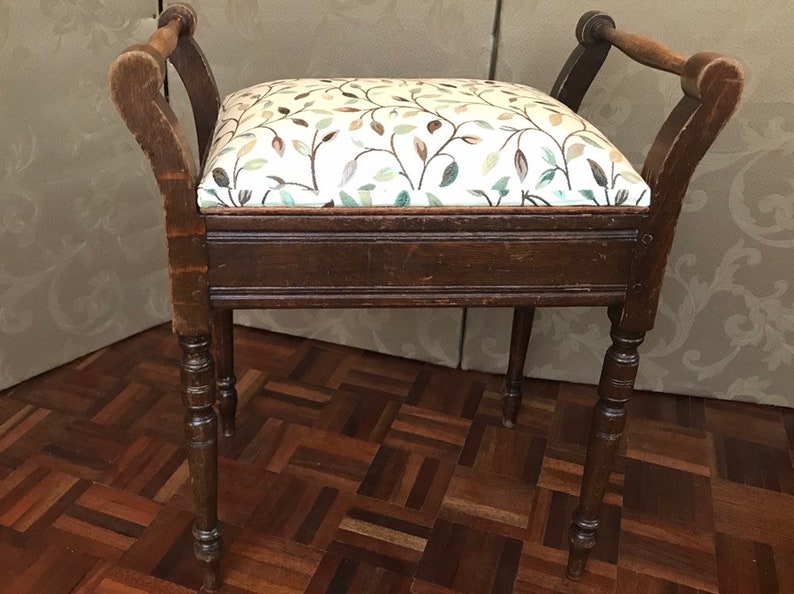 Traditionally Reupholstered Piano Stool Etsy