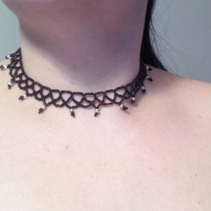 Black Tattoo Gothic Choker.Black Beaded Necklace.Beadwork Gothic Choker.Goth Choker necklace.Gift For Her.