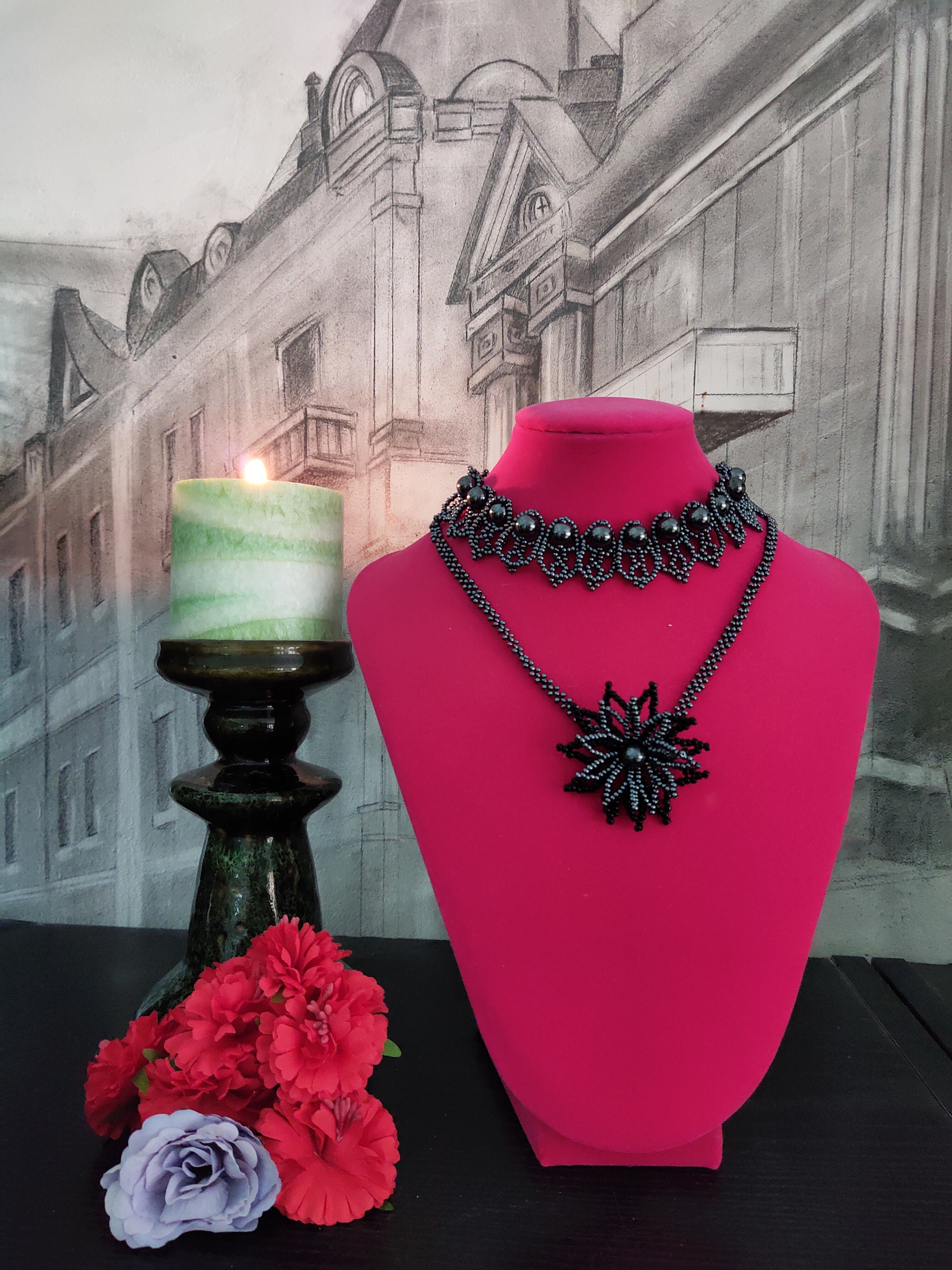 Collana Girocollo Gotica Vintage Con Fiore Nero/Rosa: Nastro In Velluto Regolabile Con Fiocco, Sottile E Floreale. Gioiello Cosplay Per Donne, Idea Regalo. - 3