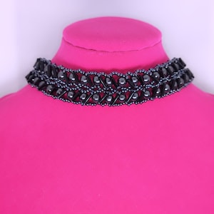 Black Choker Necklace.Black Gothic Choker Necklace.Goth Choker Necklace.Tatoo Choker.Gemstones Choker.Hematite Choker Necklace.Witchy Choker