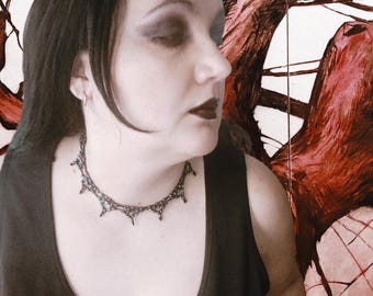 Gothic Black Beaded Choker: Victorian Tattoo Necklace