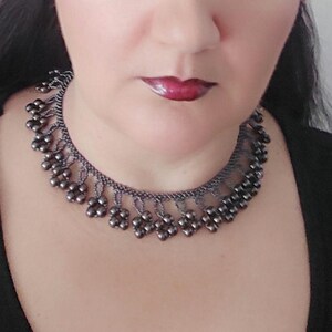 Black Choker Necklace.Black Gothic Choker Necklace.Goth Choker Necklace.Tatoo Choker.Gemstones Choker.Hematite Choker Necklace.Witchy Choker