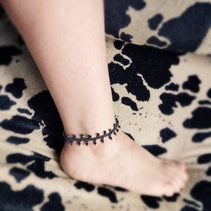 Black Beaded Anklet. Gothic Anklet. Goth Anklet. Black Beach Anklet. Black Beach Jewelry. Tattoo Anklet.Summer jewelry.