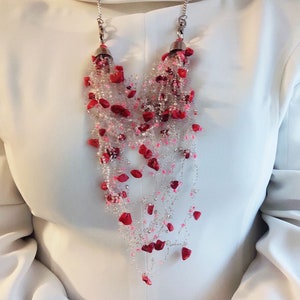 Bloody Necklace.Red Drops Choker.Blood Drip Necklace.Red Jasper Necklace